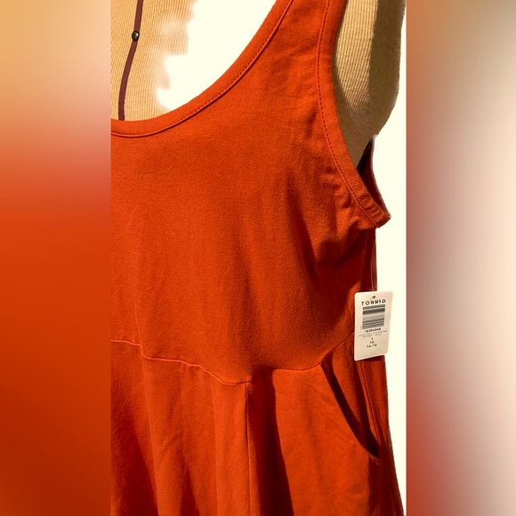Torrid NWT skater-style tank dress in candy apple red stretch jersey w/POCKETS! - Picture 4 of 6